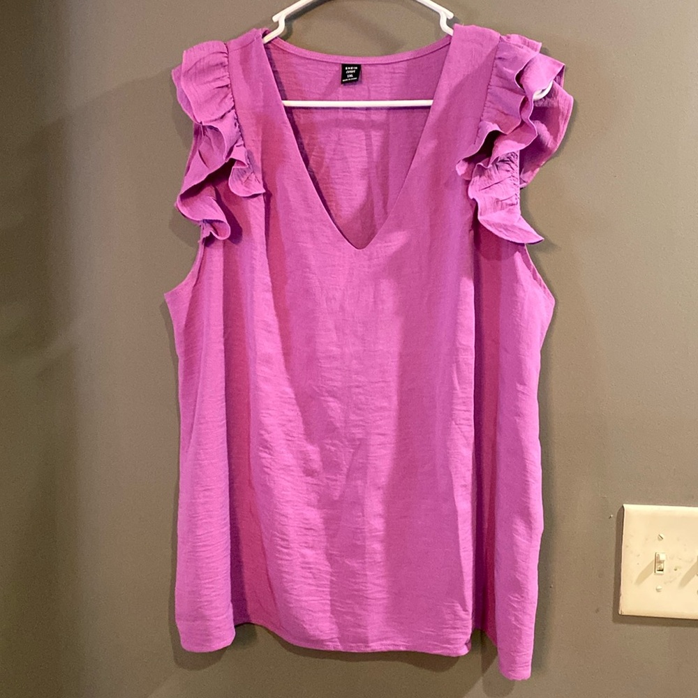 Purple Ruffle-Sleeve Top